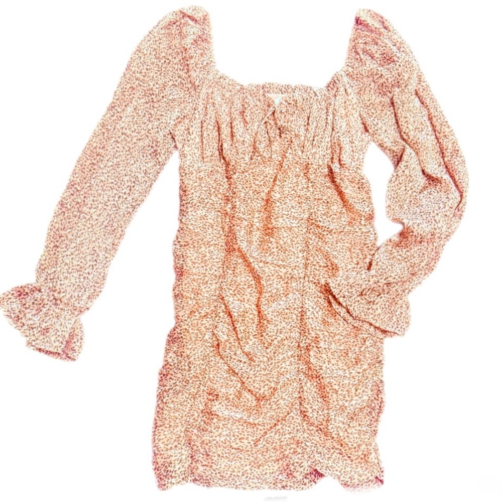 New Nordstrom long sleeve leopard print ruched dress by Lush